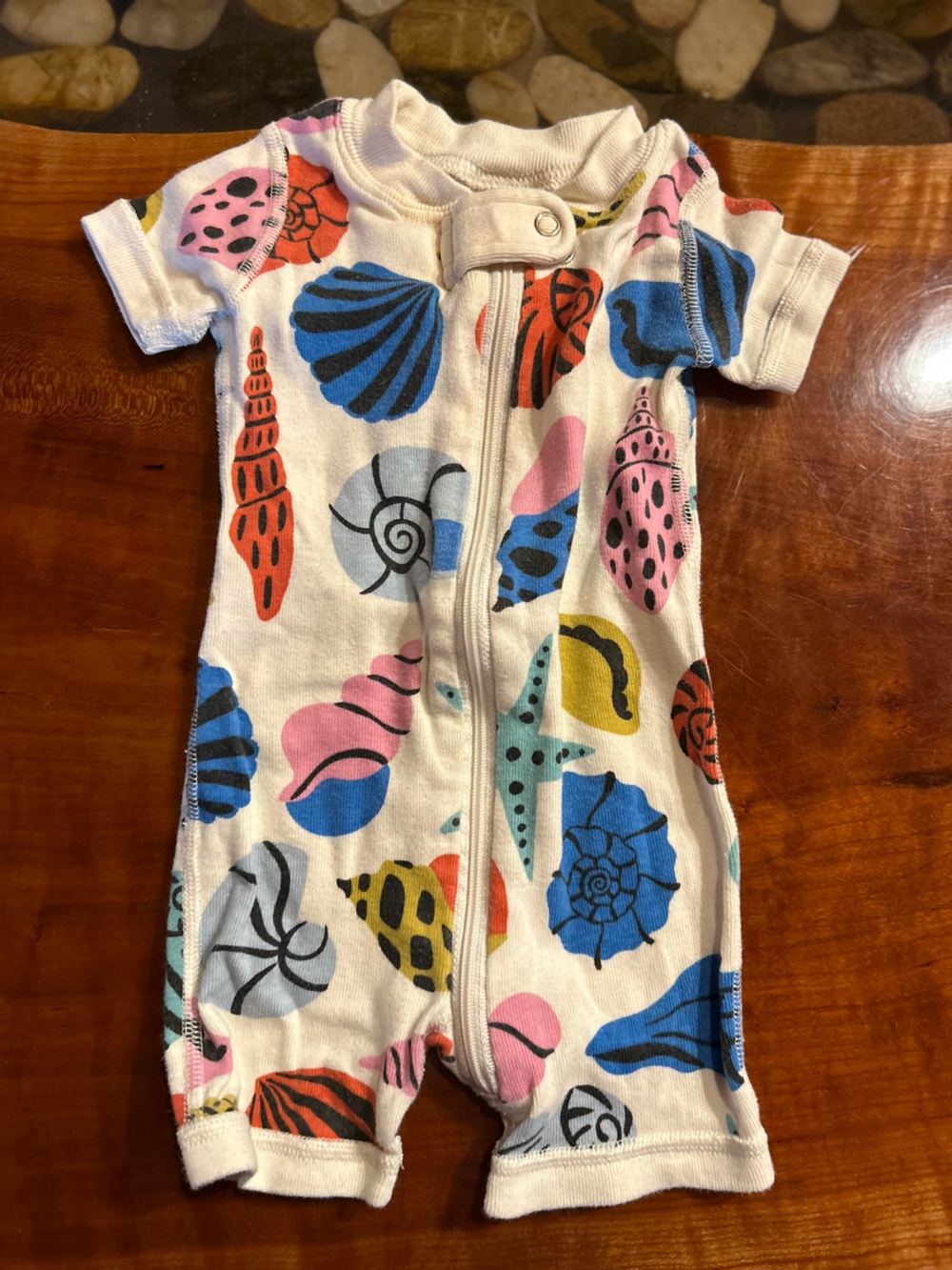 Hanna Andersson zip up one piece with beach Print